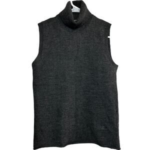 VTG DKNY Turtleneck Sweater 100% Wool Y2K Sleeveless Ribbed Knitted Gray S/P